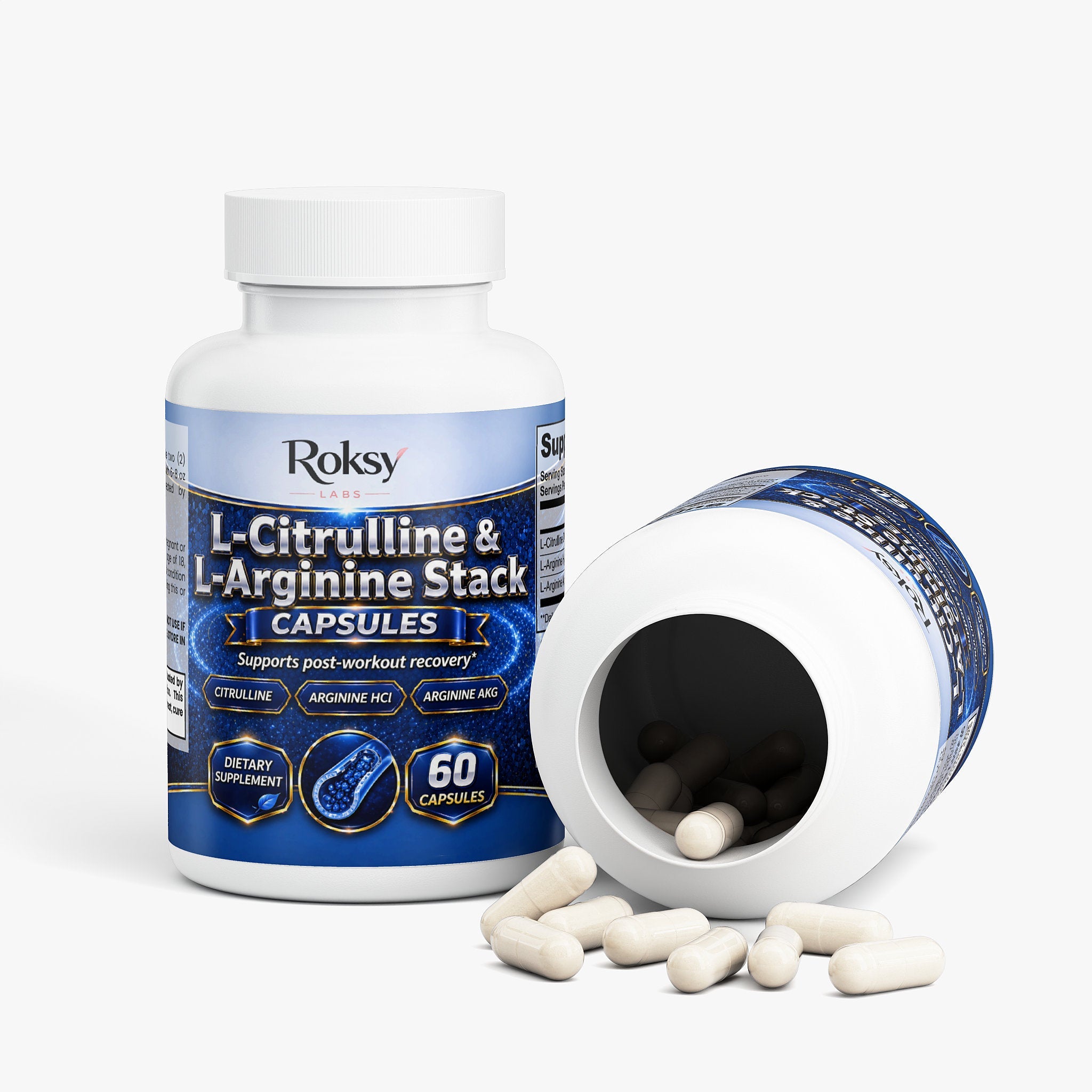 L-Citrulline and L-Arginine Stack | Nitric Oxide Booster for Stamina and Recovery | 60 Capsules