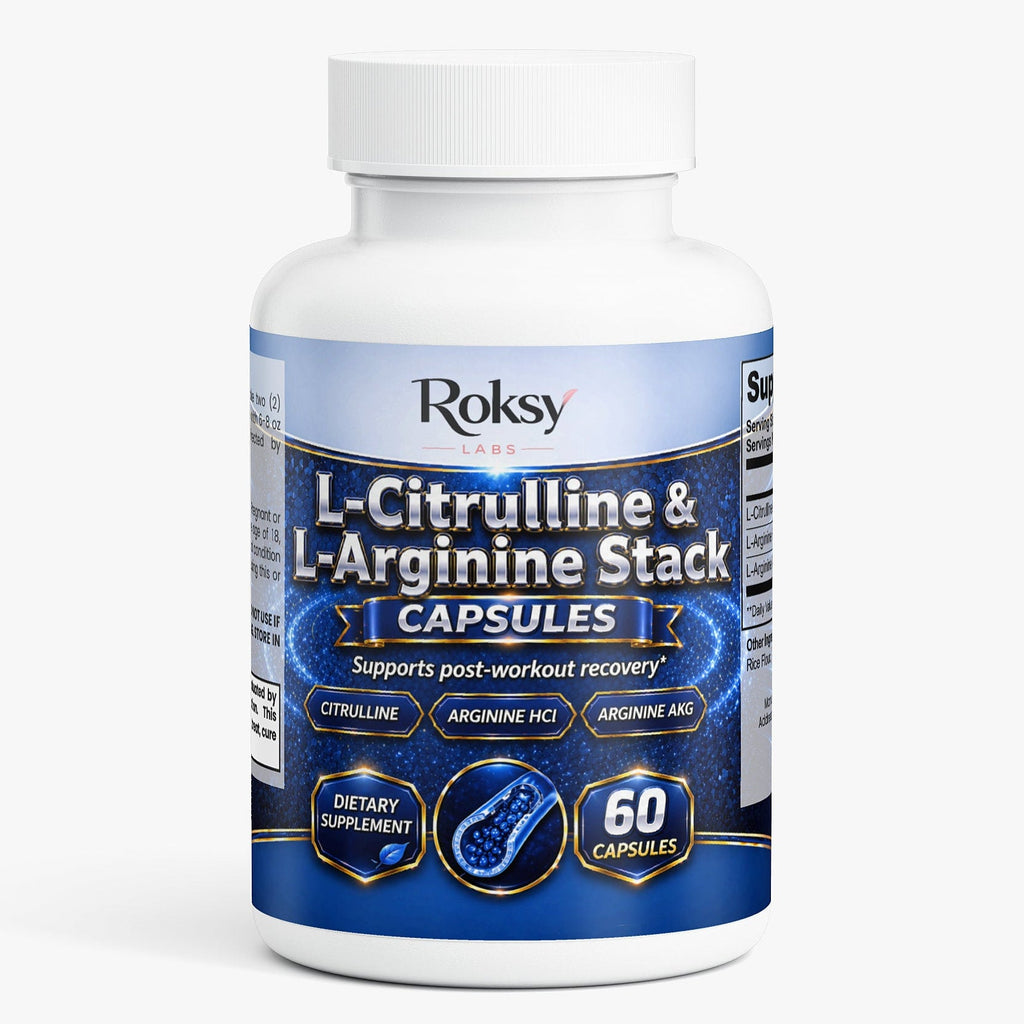 L-Citrulline and L-Arginine Stack | Nitric Oxide Booster for Stamina and Recovery | 60 Capsules