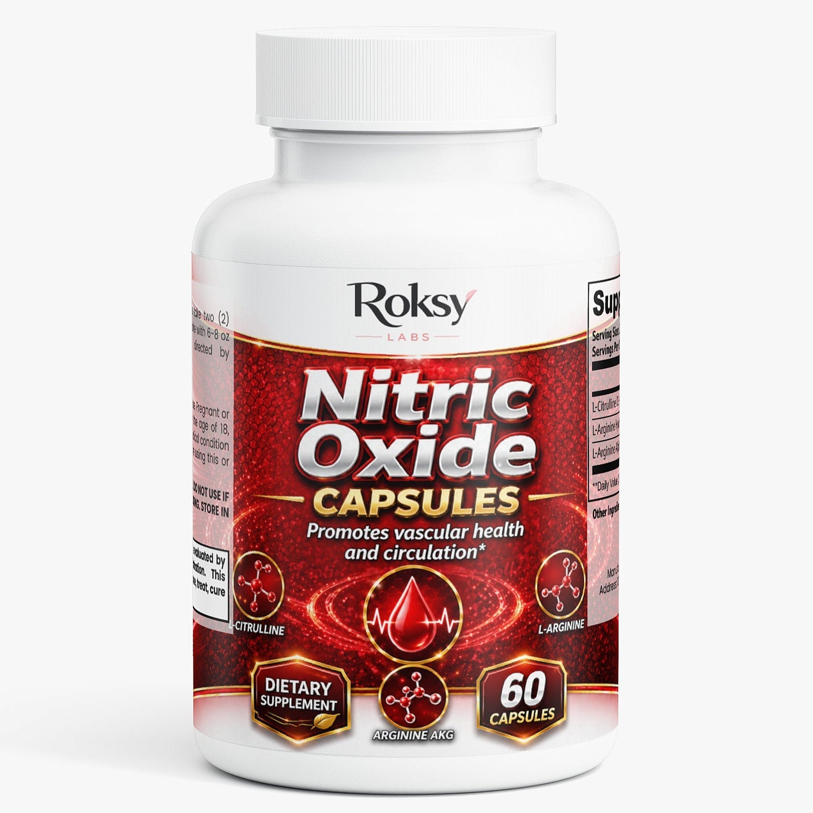 Nitric Oxide Capsules for Post-Workout Recovery With L-Citrulline & L-Arginine | 60 Caps