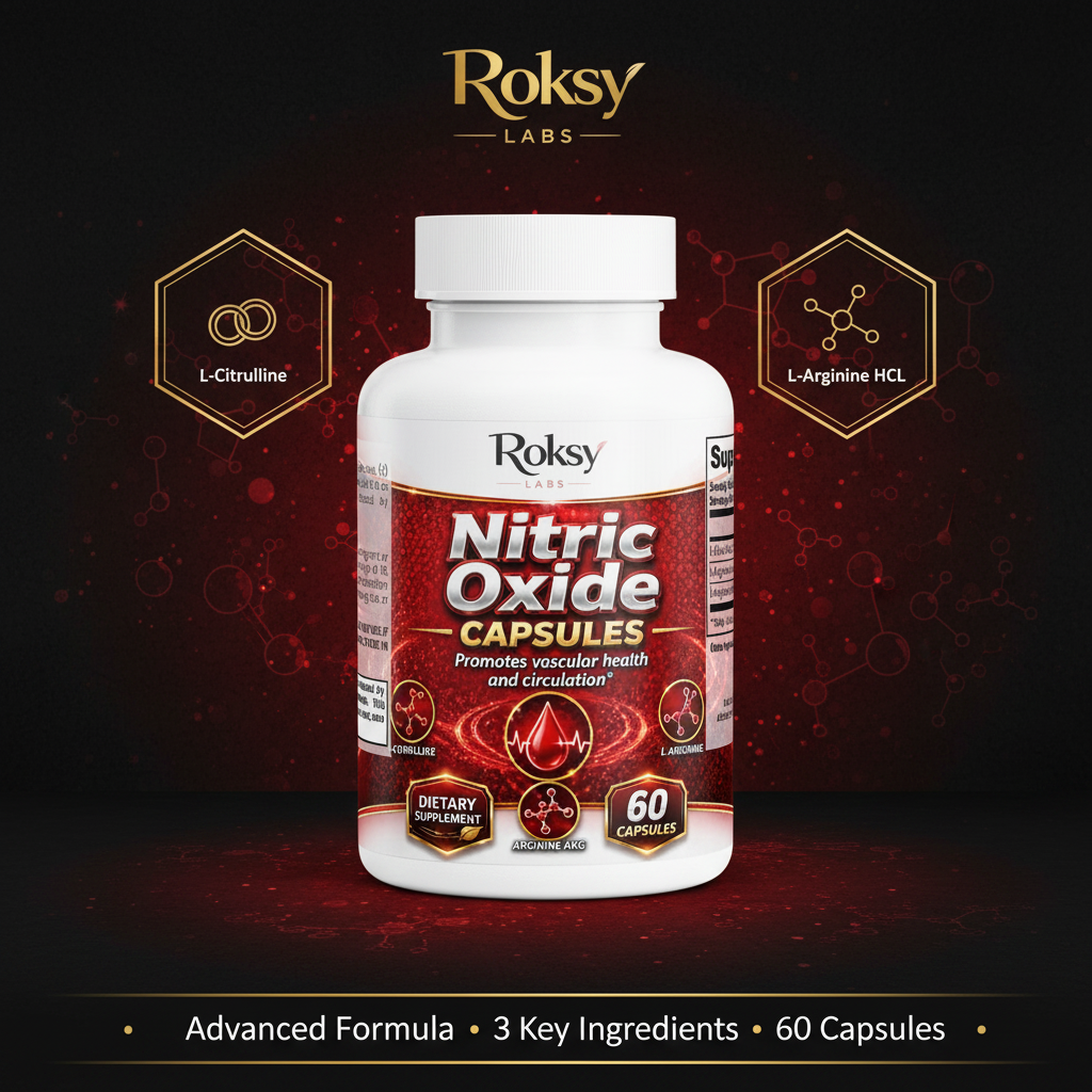 Nitric Oxide Capsules for Post-Workout Recovery With L-Citrulline & L-Arginine | 60 Caps
