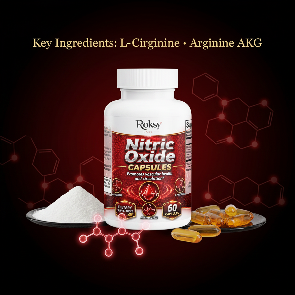 Nitric Oxide Capsules for Post-Workout Recovery With L-Citrulline & L-Arginine | 60 Caps