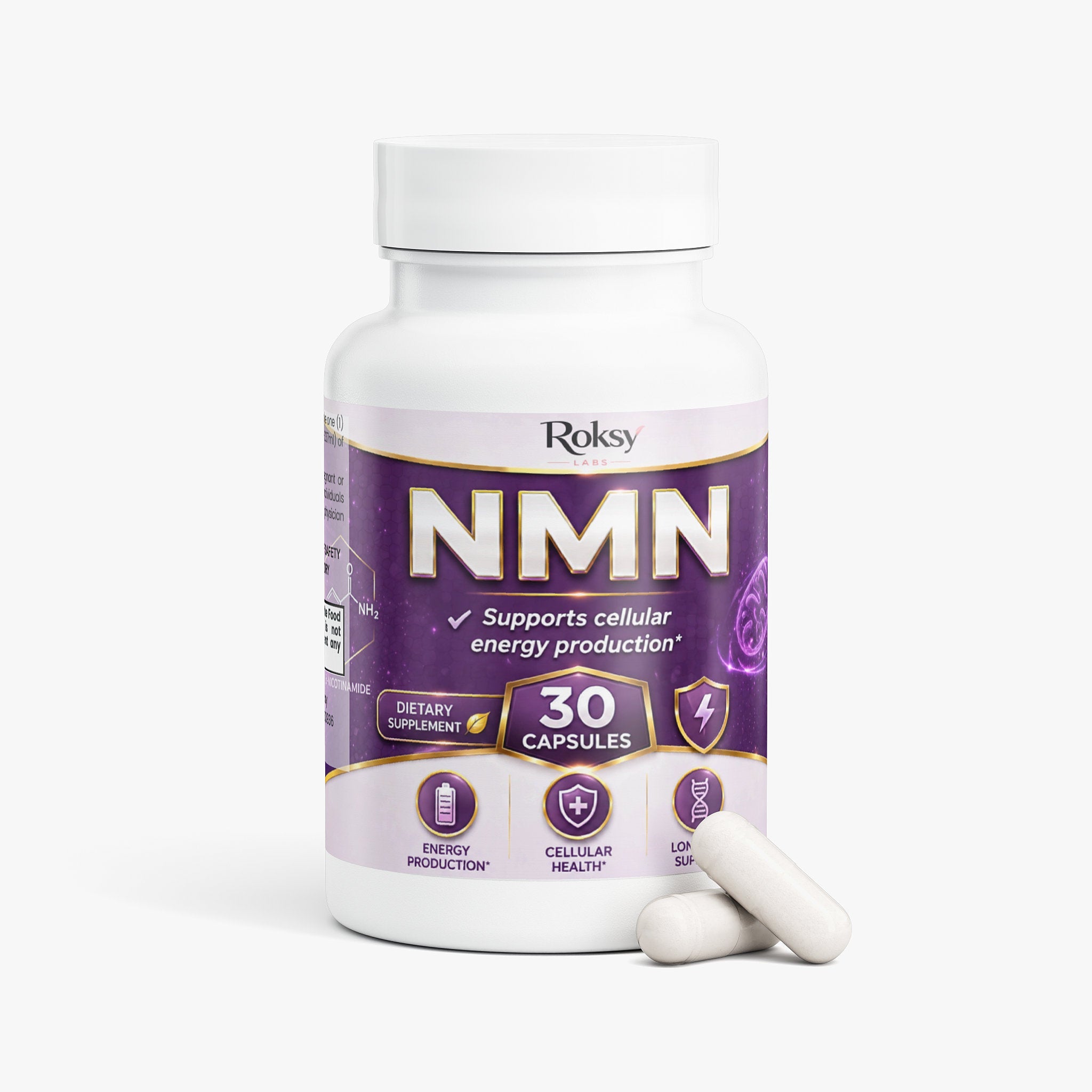 NMN Supplement for Energy Production & Cellular Health 500mg – Boost NAD+ (Longevity & Healthy Aging) 30 Caps