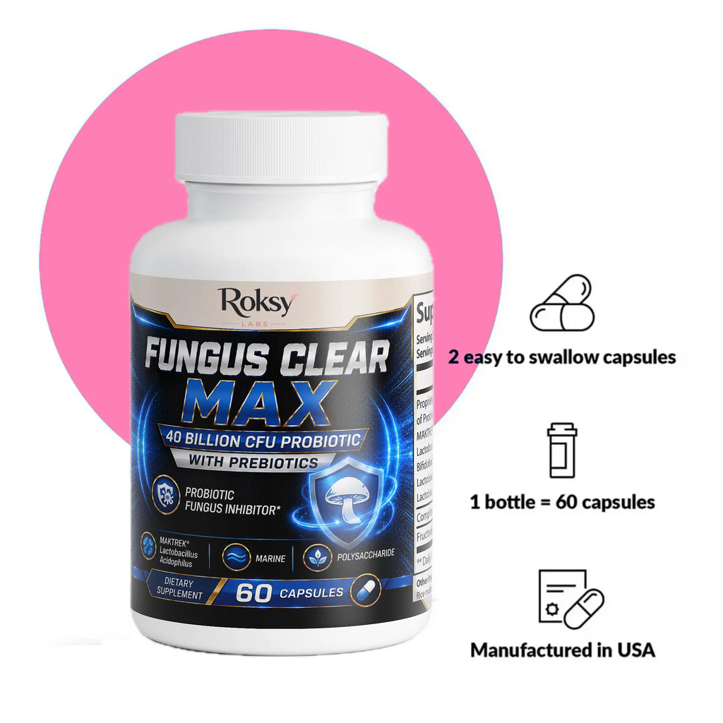 Fungus Clear Max | Probiotic Fungus Inhibitor 40 Billion CFU | Gut & Immune Support | 60 Capsules