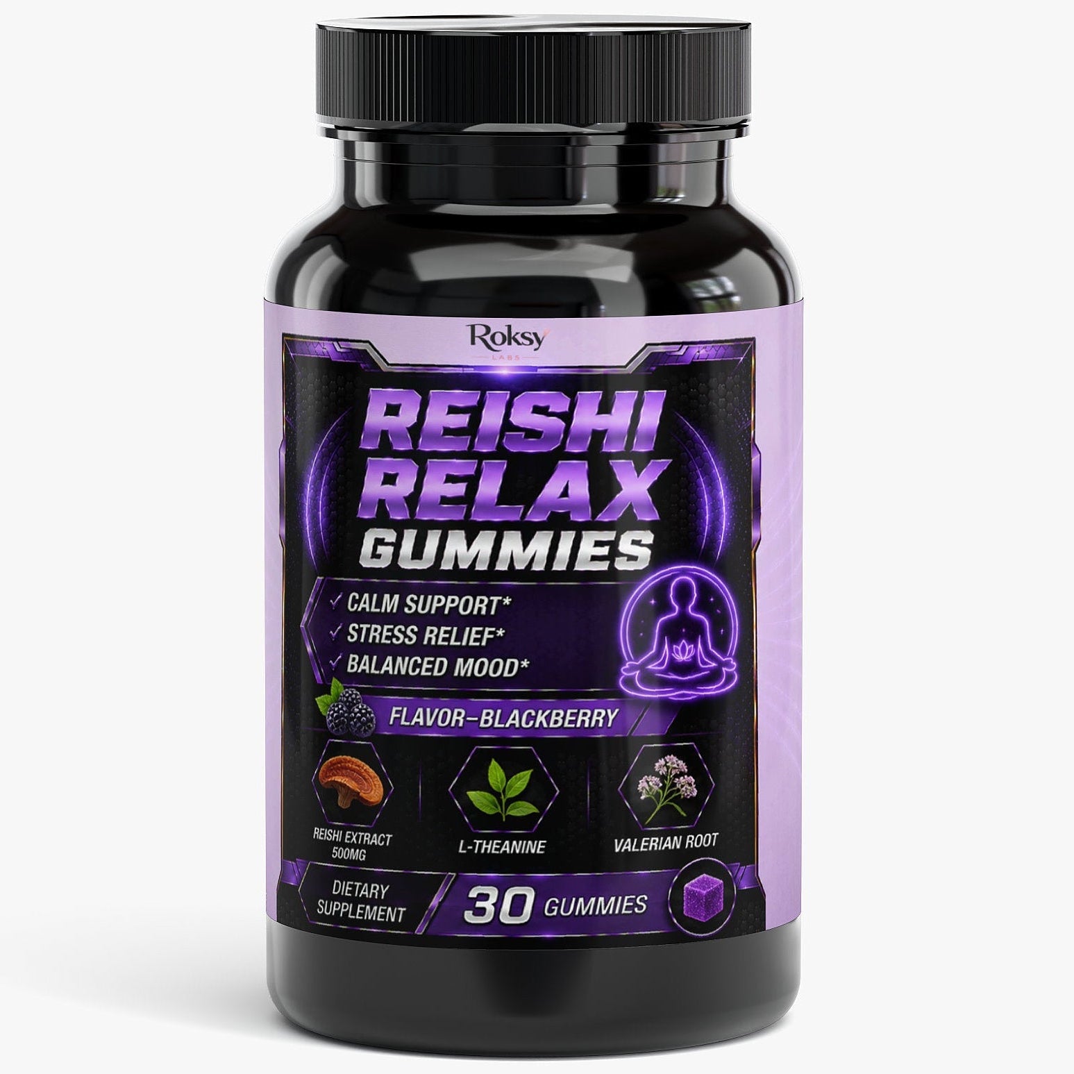 Reishi Mushroom Gummies | Calm Support Stress Relief & Balanced Mood | Blackberry | 30ct