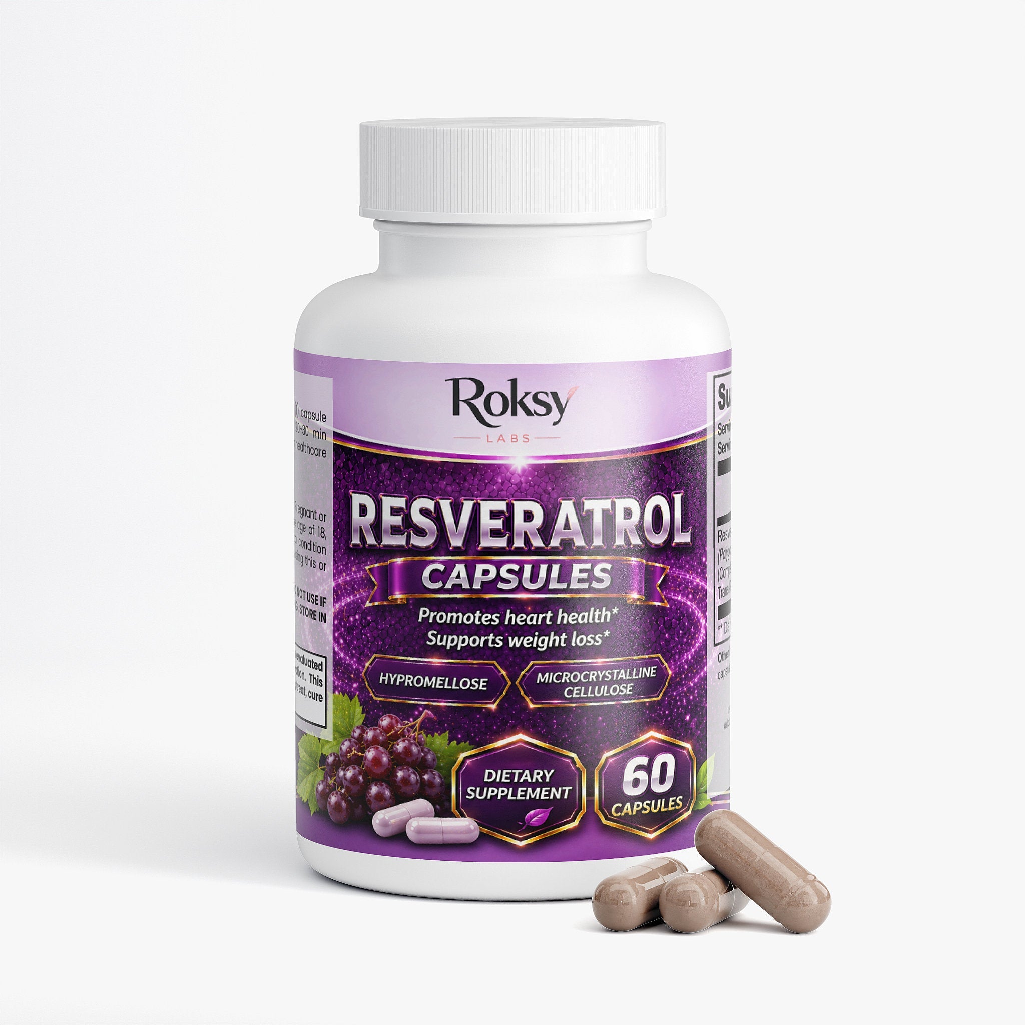 Resveratrol 600mg Capsules | Heart Health & Weight Management | 60ct