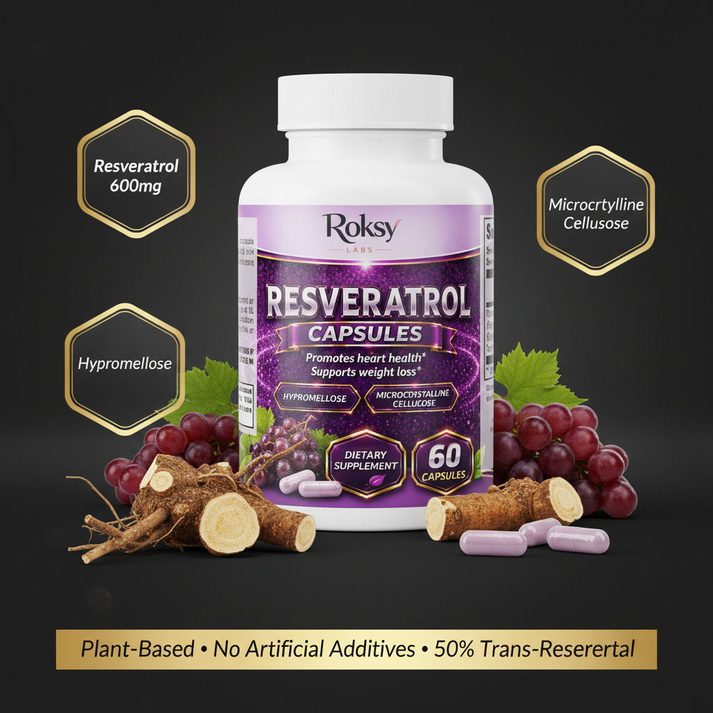 Resveratrol 600mg Capsules | Heart Health & Weight Management | 60ct