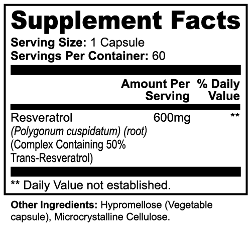 Resveratrol 600mg Capsules | Heart Health & Weight Management | 60ct