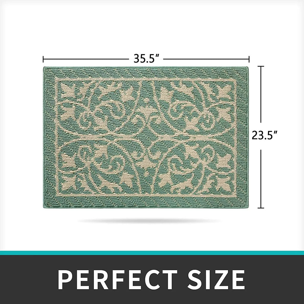 Dexi Door Mat Indoor Rugs for Entryway Non Slip Washable, 23.5x35.5, Dark Green