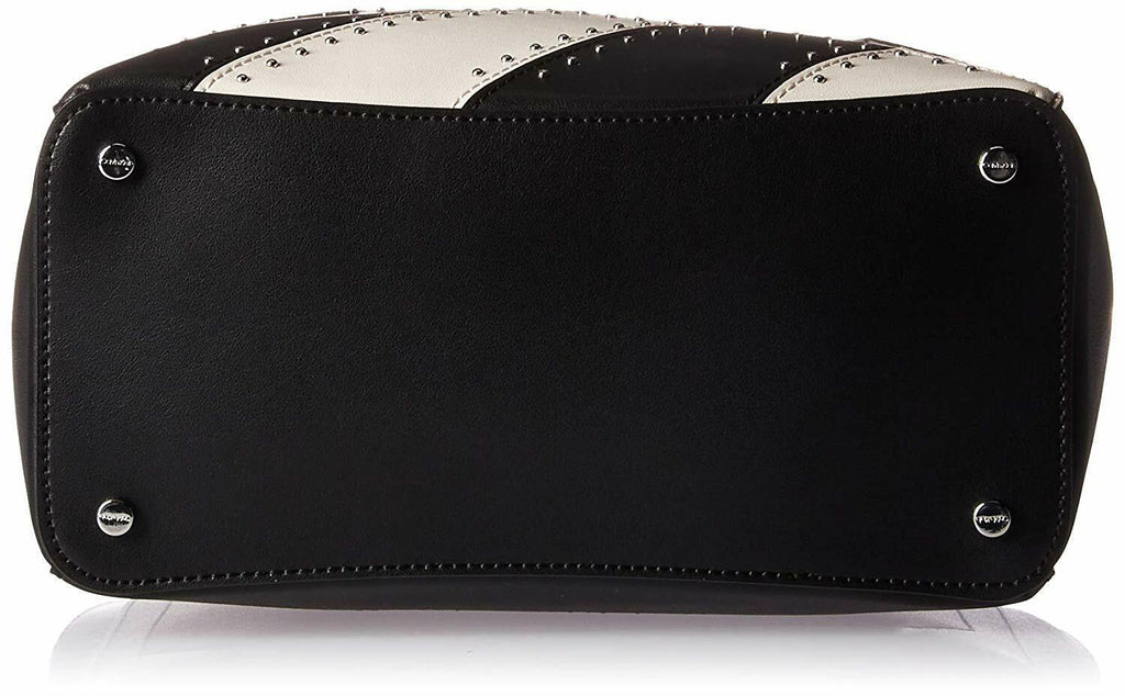 Calvin Klein Karsyn White Black Nappa Leather Stud Belted North/South Tote