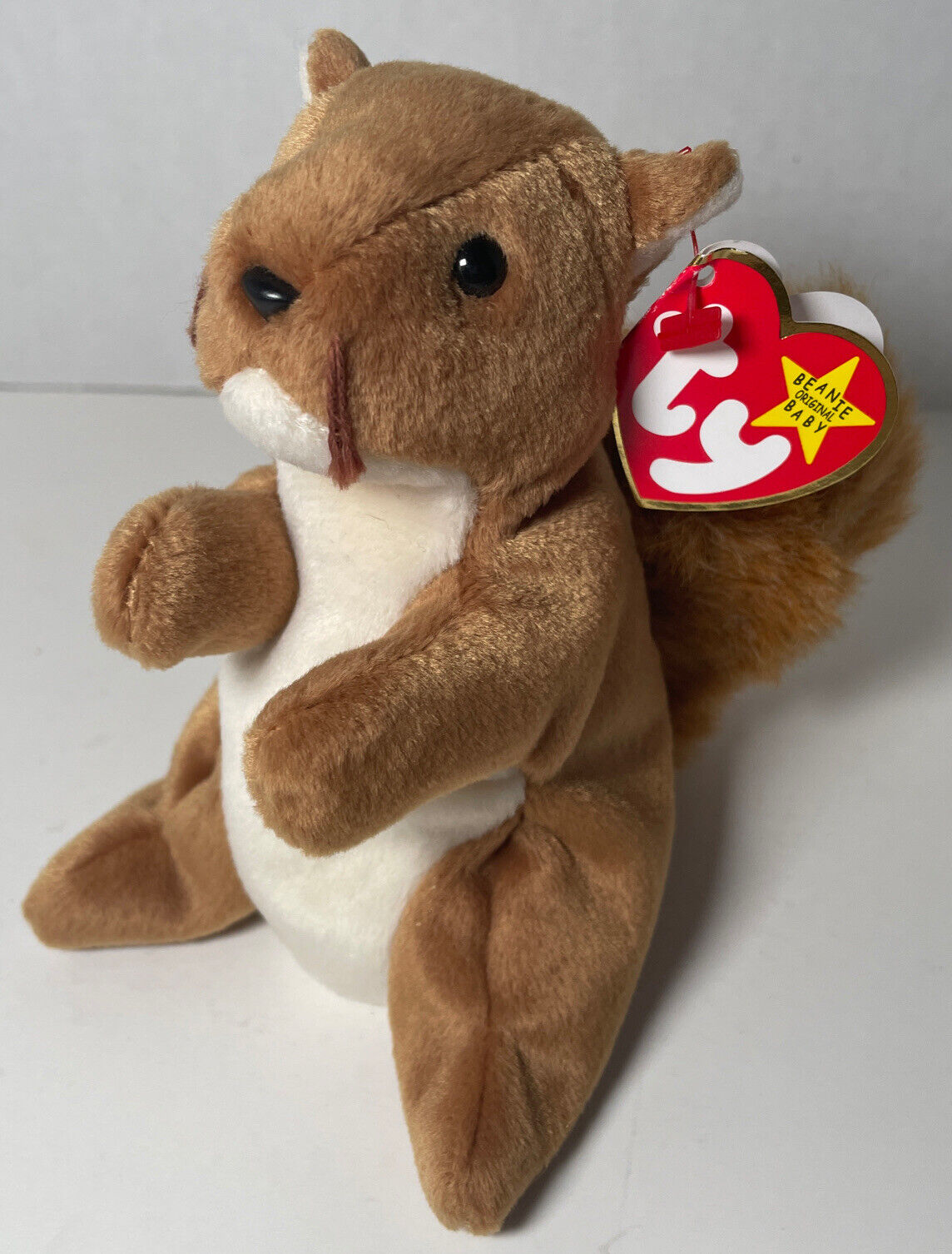 1996 Nuts The Squirrel Beanie Baby In Mint Condition With Multiple Tag Errors!