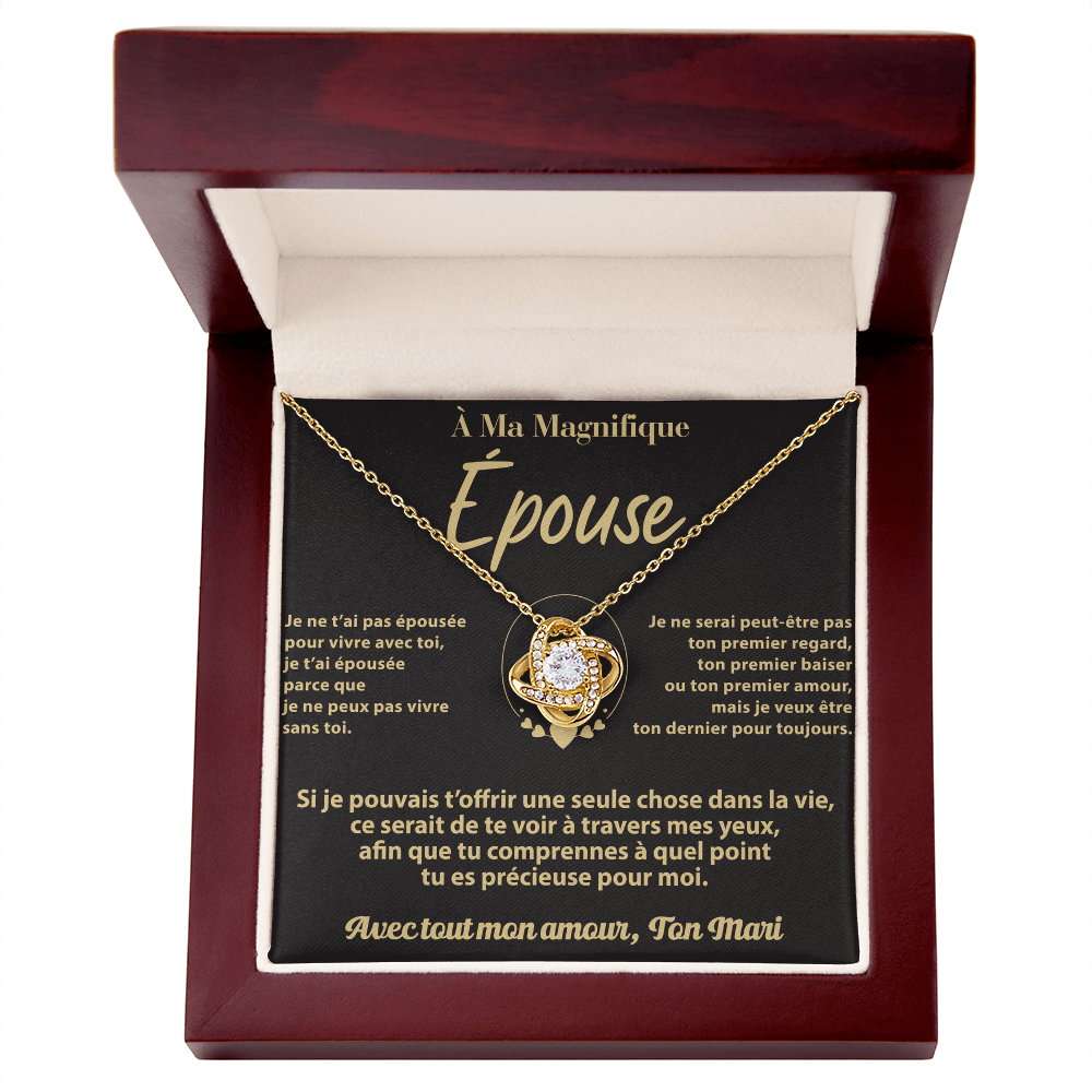 À MA FEMME DE LA PART DE SON MARI – COLLIER - Premium Love Knot Necklace (SKUJ12-177)