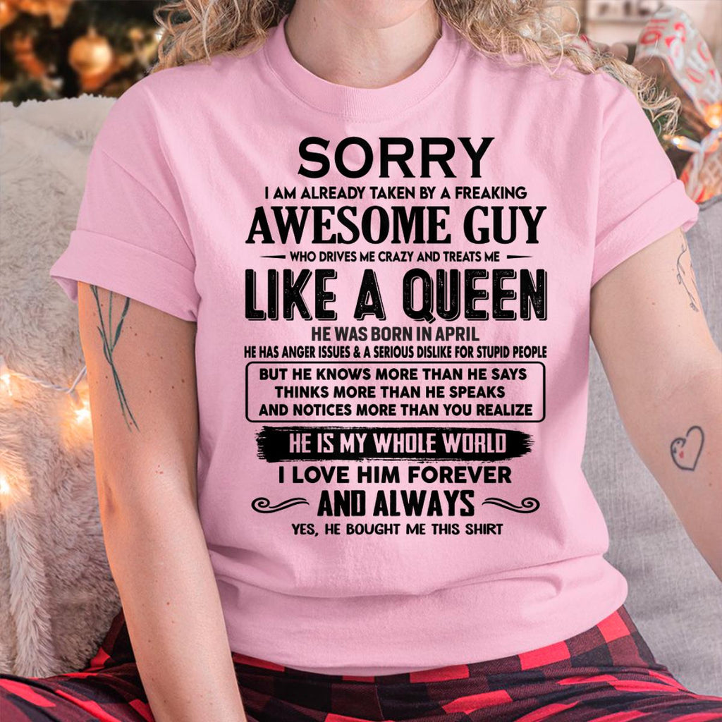 April - Sorry I am already taken by a freaking awesome guy - Gift for Wife From Husband - NGHL04 (SKU-SRG-04)
